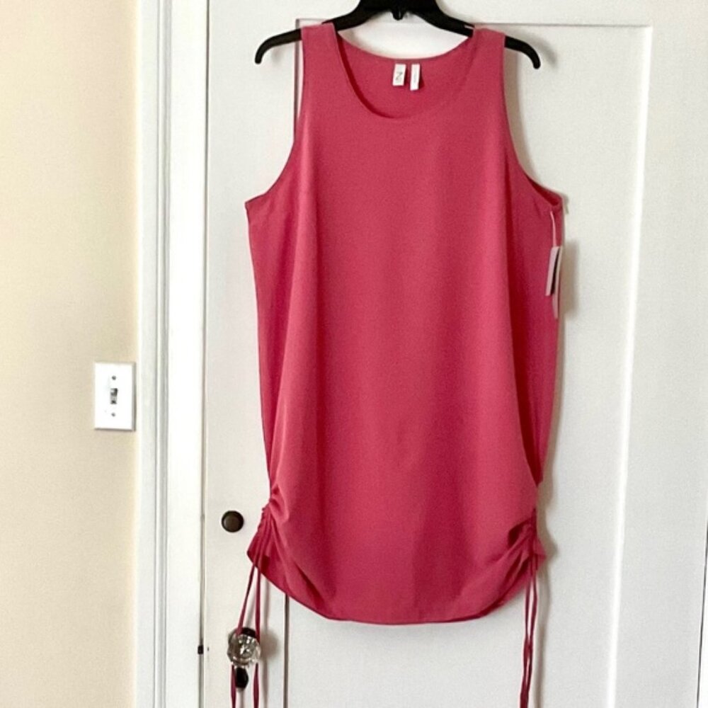Z BY ZELLA Delia Tank Dress Adjustable Hem Woven Fabric  Rose Color Sz.Large New